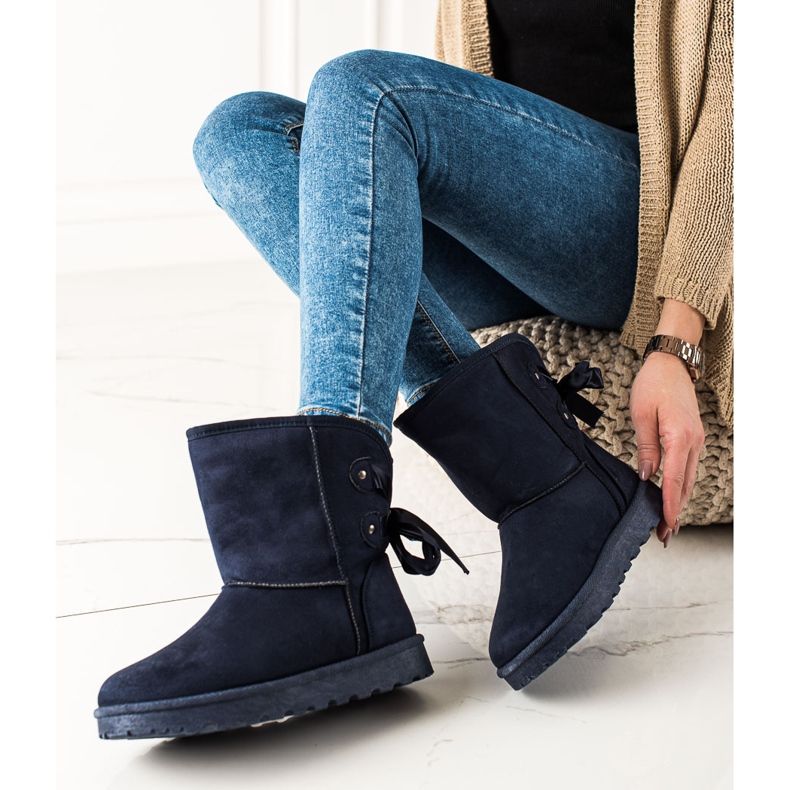 TRENDI Mukluki Med En Rosett marinblå 1