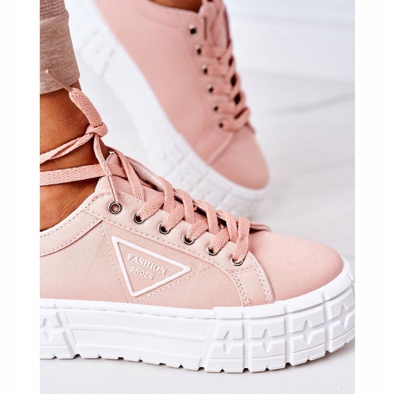 Kvinnors rosa sneakers på plattformen 3