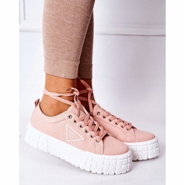 Kvinnors rosa sneakers på plattformen 4