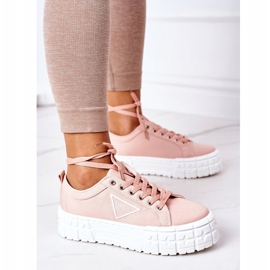 Kvinnors rosa sneakers på plattformen 6