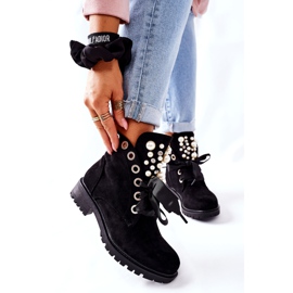 FI1 Mocka stövlar med pärlor och svart Perla band 1