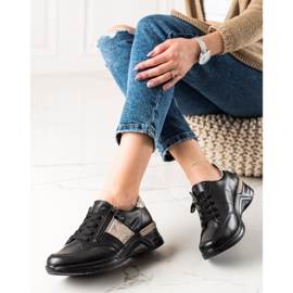 Evento Lädersneakers med dekorativ dragkedja beige svart 2