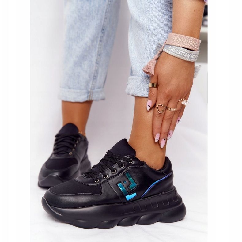 LU BOO Kvinnors sportskor på plattformen svart 4