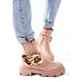 S.Barski Kvinnors isolerade beige chelsea stövlar med en prydnad 4