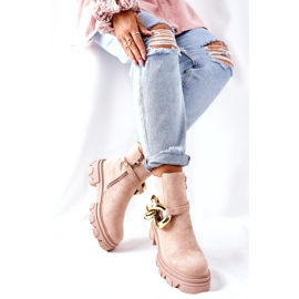 S.Barski Kvinnors isolerade beige chelsea stövlar med en prydnad 6