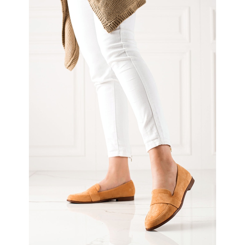Evento Klassiska loafers i mocka beige gul 1