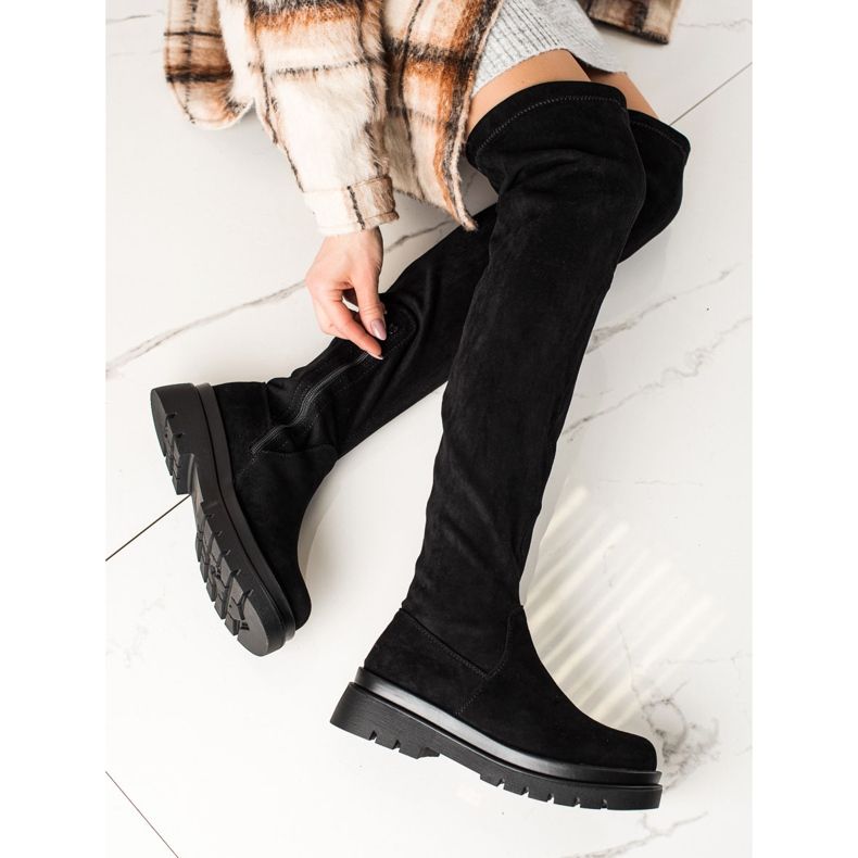 Sixth Sense Mocka lårstövlar på plattformen svart 1