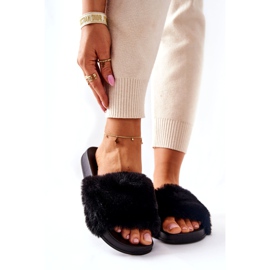 PH1 Formade gummi tofflor med svart Emmie päls 4