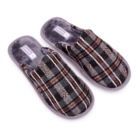 WJ1 Varmgrå rutiga tofflor för män Whisper brun 1