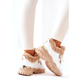 PM1 Läderisolerade sportskor Vit och Beige Shiney 3