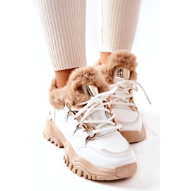 PM1 Läderisolerade sportskor Vit och Beige Shiney 4