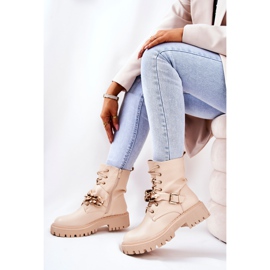 WS1 Beige Molisa Worker Boots Med Kedja gyllene 2