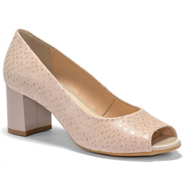 Marco Shoes Marco beige sandaler med stabil klack 1