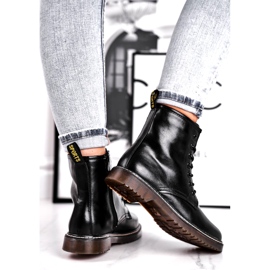 EVE Dam Stövlar Lackade Trappers Stövlar Svart Marita 3