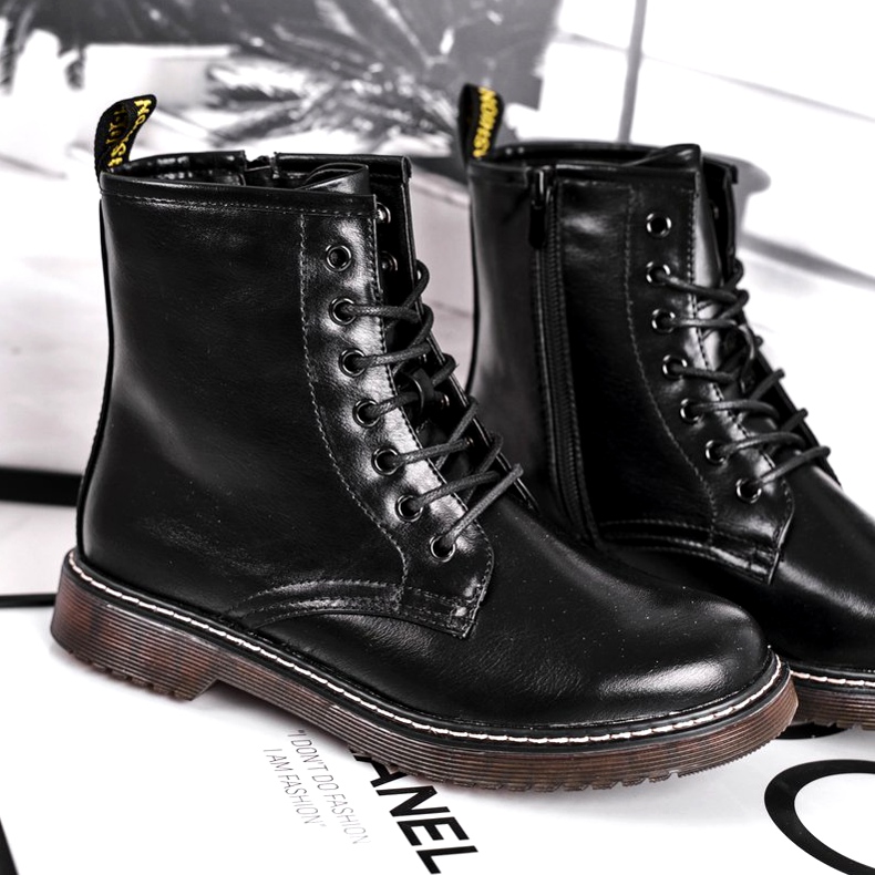 EVE Dam Stövlar Lackade Trappers Stövlar Svart Marita 4