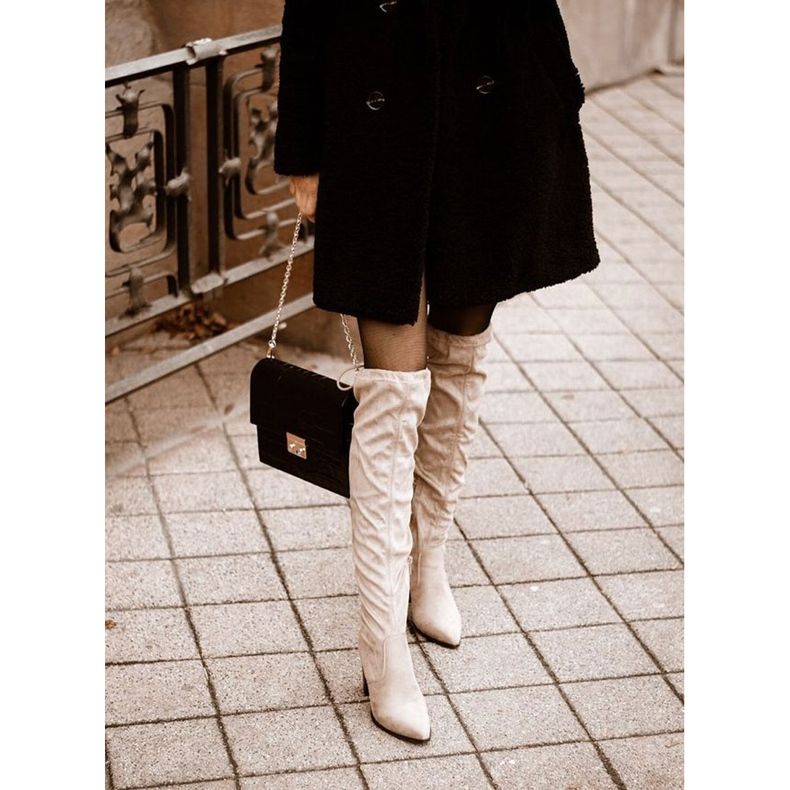 Vinceza Dam stövlar på hälen mocka Beige Monleek 6