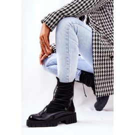 PL4 Lackade stövlar arbetare med en strumpa Svart Connor 1