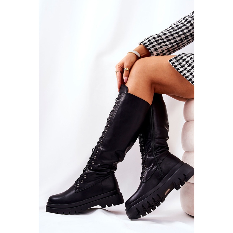 PG2 Höga varma knutna svarta Kannies-stövlar 1