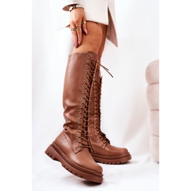 PG2 Höga varma knutna Camel Kannies-stövlar brun 2