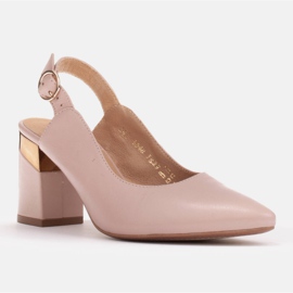 Marco Shoes Beige pumps med gyllene hälinlägg rosa 1