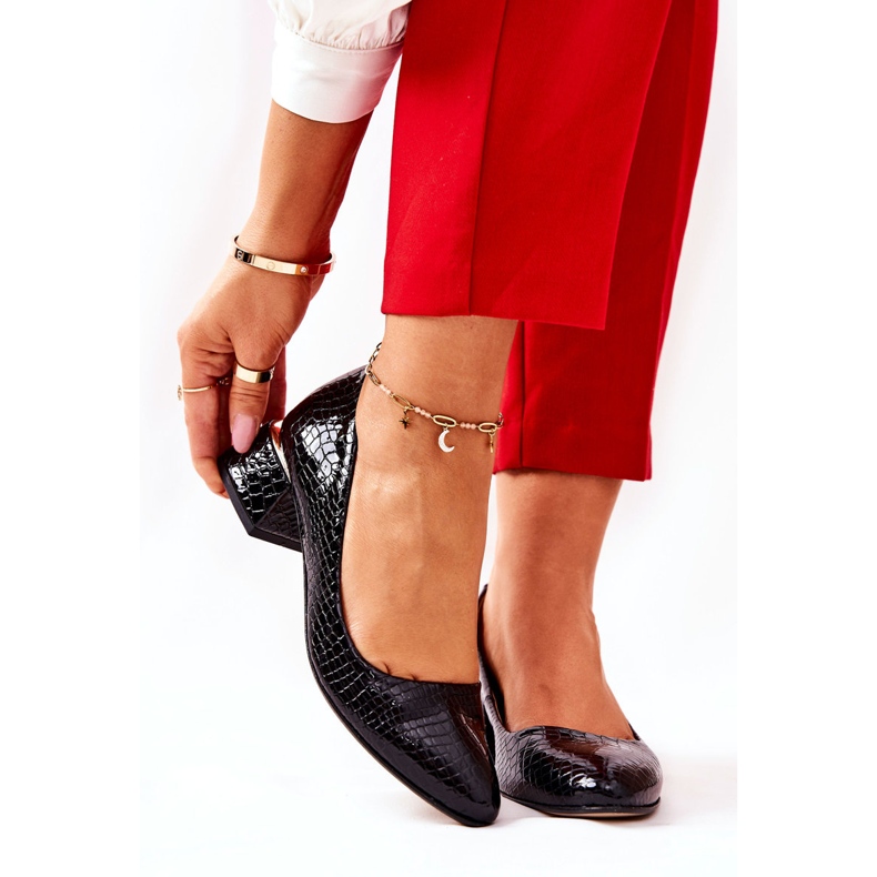 Lewski Shoes Läder Snakeskin Pumps Lewski 3118 Svart 2