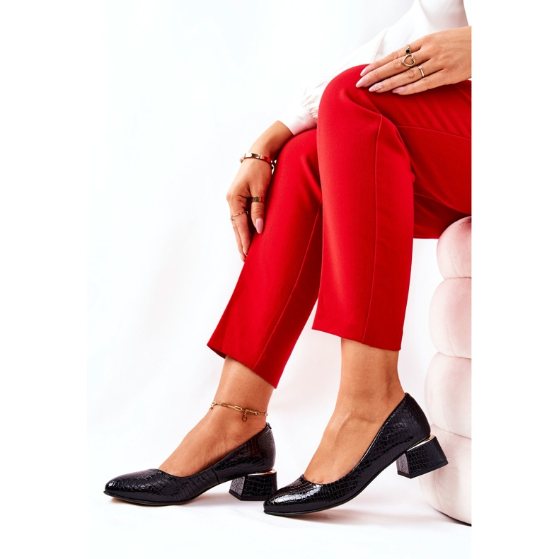 Lewski Shoes Läder Snakeskin Pumps Lewski 3118 Svart 1