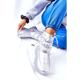 PE1 Kvinnors silver Starbone varma snöskor med dragkedja silver- 2