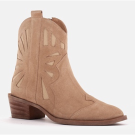 Marco Shoes Cowboystövlar i naturlig mocka beige 1