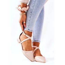 WS1 Läderpumpar på låga klackar Beige Giovanna 1