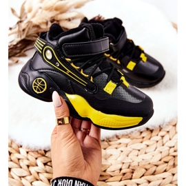 PJ2 Barns svarta varma snöstövlar Herry gul 1