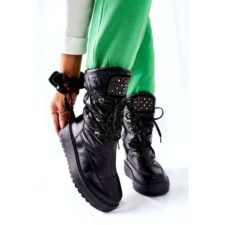 S.Barski Kvinnors svarta varma snöskor Chardonnay 6