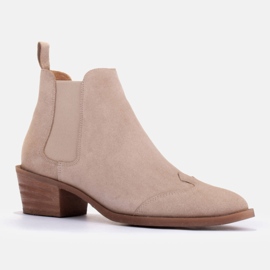 Marco Shoes Chelsea boots med höga klackar i naturlig mocka beige 1