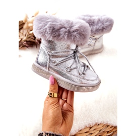 FR1 Barnsnöskor Med Päls Silver Grandis 3