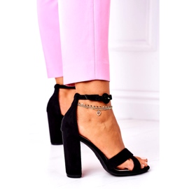 SEA Kvinnors sandaler på hälen mocka svart Telmen 4