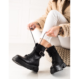 Super Mode Snörstövlar med spänne svart 1