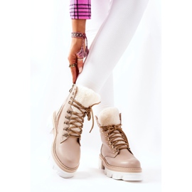PF1 Varma läderstövlar Workery Beige Lecolly 2
