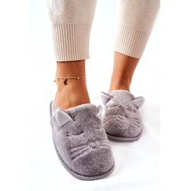 PE1 Blanka Kattungetofflor Med Grå Kaisy-öron 2