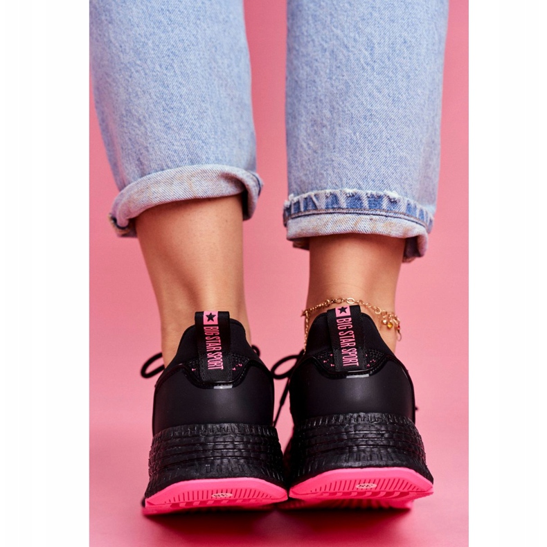 Kvinnors sportskor Sneakers Big Star Black Fuchsia FF274964 svart rosa 5
