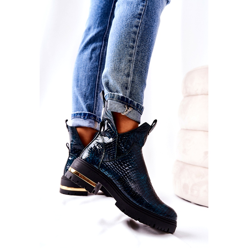 PA2 Gröna Tanya Crocodile Warma Läderstövlar svart 2