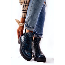 PA2 Gröna Tanya Crocodile Warma Läderstövlar svart 3