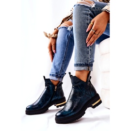 PA2 Gröna Tanya Crocodile Warma Läderstövlar svart 5