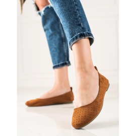 TRENDI Bekväma genombrutna ballerinor brun 1