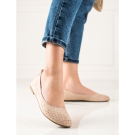 TRENDI Bekväma genombrutna ballerinor beige 1