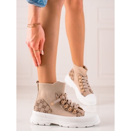 TRENDI Höga sportskor beige brun 1