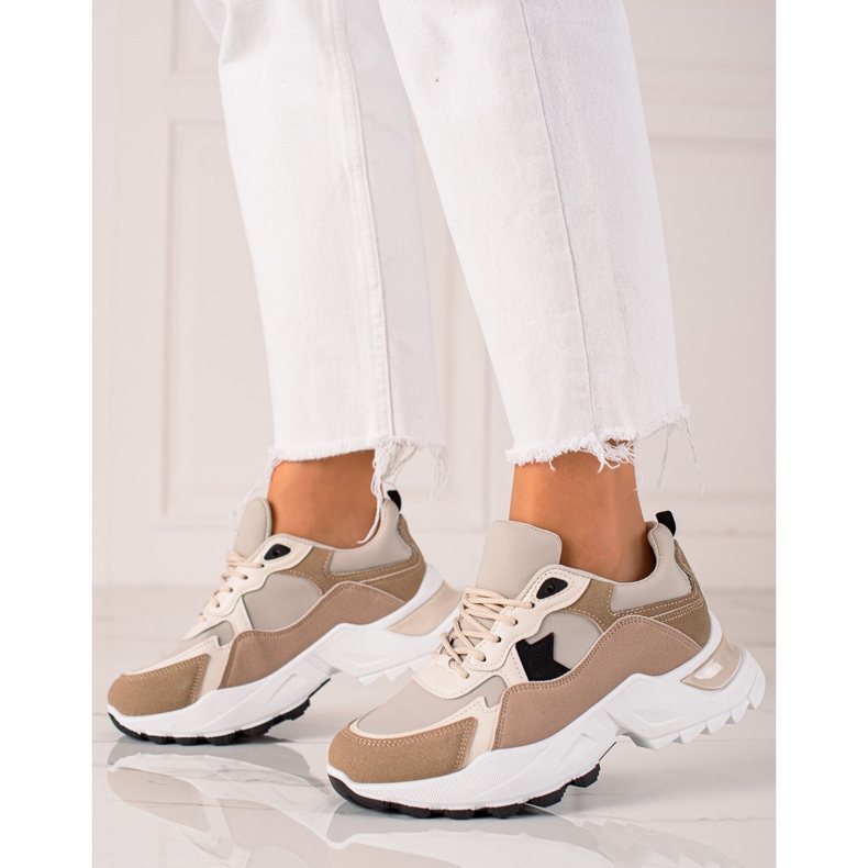 Sweet Shoes Trendiga sneakers beige rosa gyllene 2