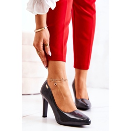 Sergio Leone Dampumps Lackade på en klack Mörkgrå Campbell 1