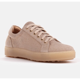 Marco Shoes Sportskor i tyg och läder beige 1