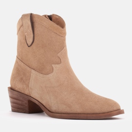 Marco Shoes Bekväma cowboystövlar av naturlig mocka beige 1