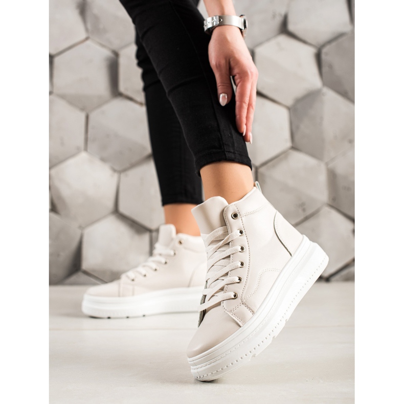 Renda Höga sneakers med ekologiskt läder beige 2