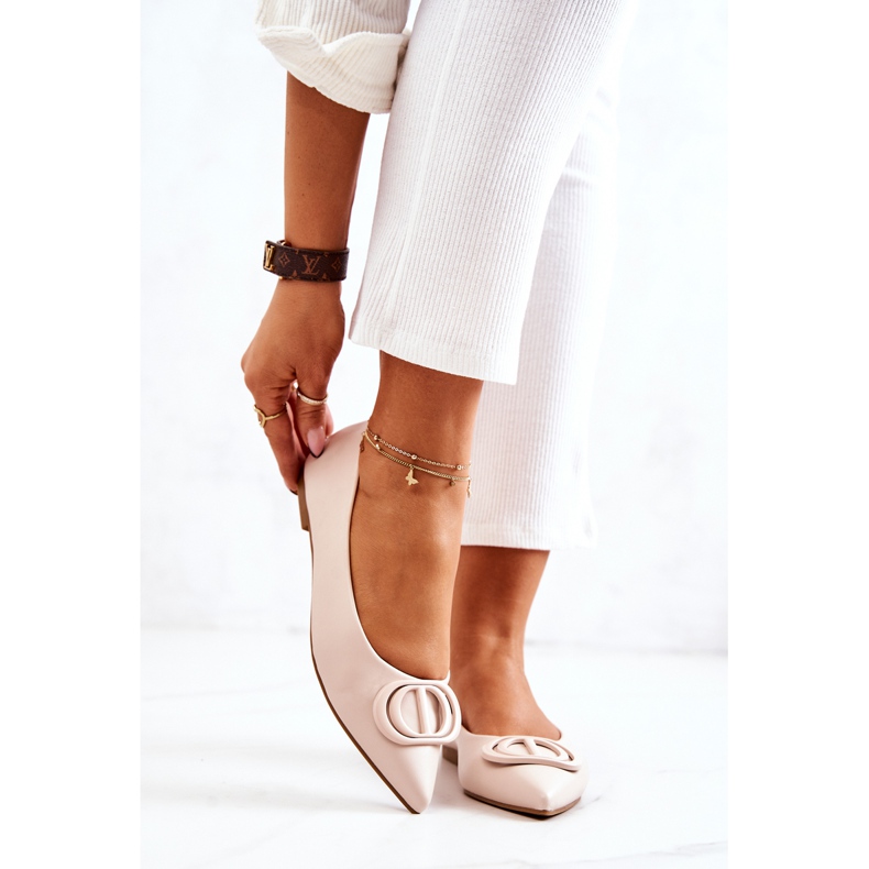 PS1 Läderballerina In Spitz J. Beżowe Rachelle beige 2